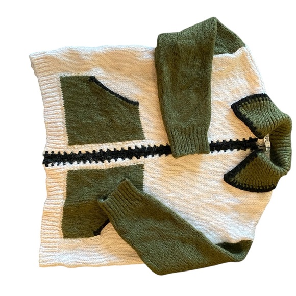 NWT Zara Chunky Soft Colorblock Full Zip Cardigan Patchwork Pockets Size XL - Picture 8 of 12